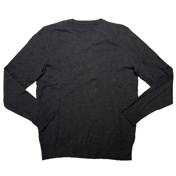 Alfani Solid Table Cotton Blend Dark Grey V-Neck Classic Fit Mens Sweater - Picture 10 of 10